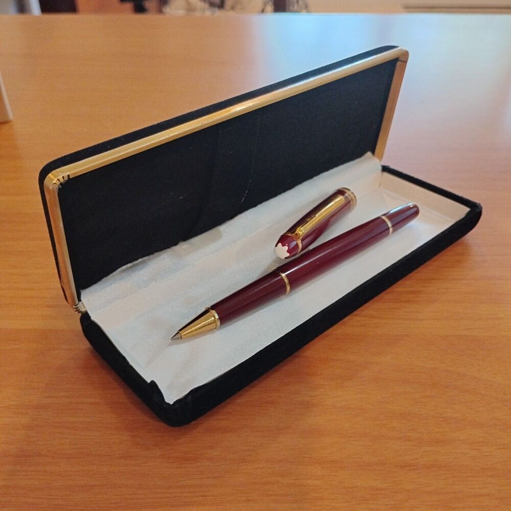 Montblanc Meisterstuck Gold Burgundy Plated Pen with Cap Rollerball Collectible - Picture 12 of 16